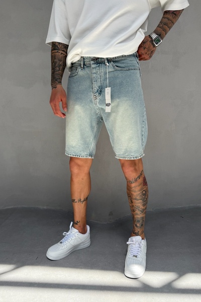 MADZEYMODA Mavi Denim Kumaş Erkek Jean Kot Şort Mz576