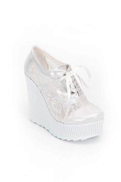 PayBuy Women's Fashion Stylish White Tulle Çınar Wedge Heeled Shoes Heels Wedding Engagement Night Evening Dress Shoes