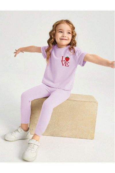 bebekpare Girl's Tights Set Love Printed