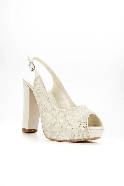 PayBuy Women's Fashion Stylish Pearl Stone Heels Elegant Design Wedding Engagement Night Evening Dress Shoes