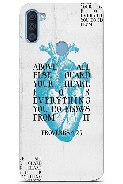 moonset Samsung Galaxy A11 / M11 Uyumlu Kalp Kolaj Tasarımlı Baskılı Şeffaf T...