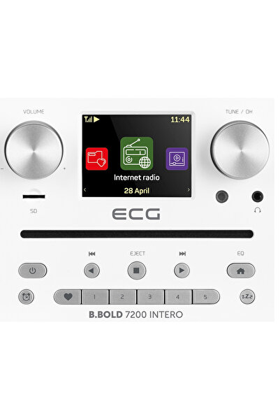 ECG Internet radio ECG B.BOLD 7200 Intero White, FM + DAB, stereo 2 × 10 W, CD audio si MP3,Bluetooth,