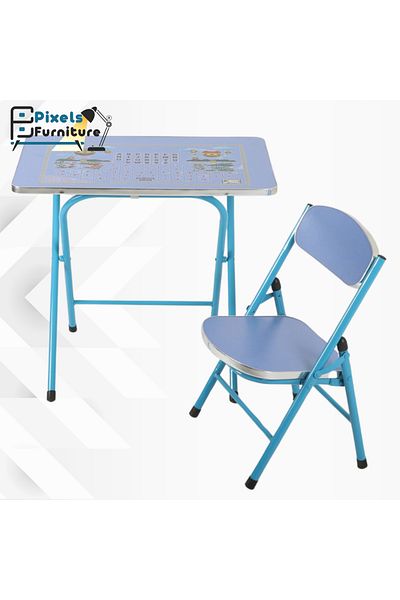 PixelsFurniture Pixel Furniture Kids Study Desk and Chair Set, Multifunctional Ergonomic Student Table, Foldable