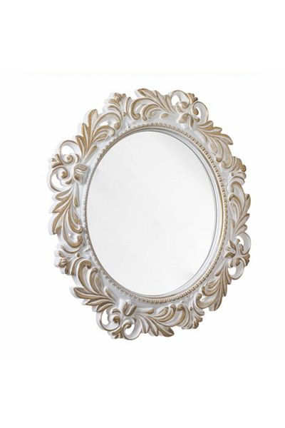 PUFO Oglindă decorativă elegantă de perete Pufo Glorious, rotundă, 48 cm, albă
