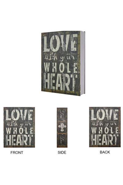 PUFO secret book-type safe with key for locking, Love with whole Heart model, 18 x 12 cm