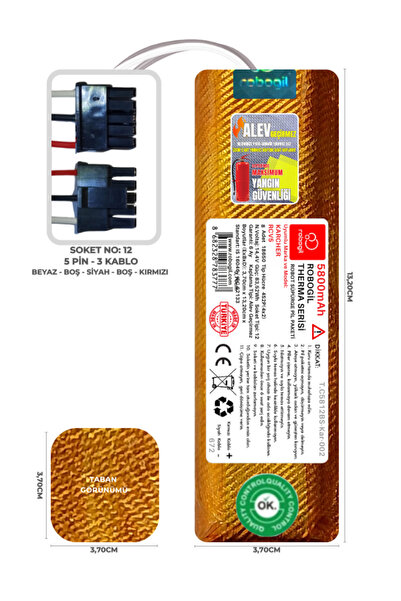 ROBOGİL Karcher RCV5 5800mAh Therma Uyumlu Robot Süpürge Bataryası T.C5812BS-...