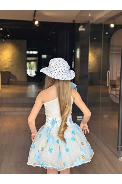 ugurbocegicocukdunyası Set pentru fetiță, cu un singur umăr, broșă cu trandafiri, model jacquard, cu fustă, set 3 piese, pălărie/bluză/fustă