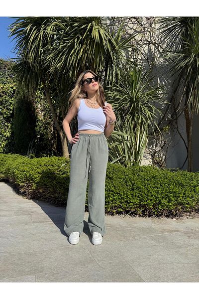 Moda Küpü Women's Elastic Waist High Waist Pants Sweatpants