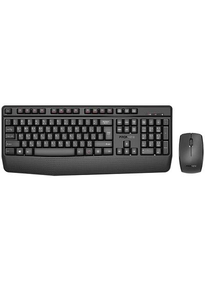 Promate Wireless Keyboard and Mouse Combo, 2.4GHz Wireless with Built-In Palm Rest, Multi-Grip 1200