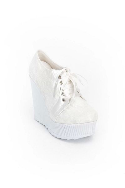 PayBuy Women's Fashion Stylish White Çınar Wedge Heeled Shoes Heels Wedding Engagement Night Evening Dress Shoes