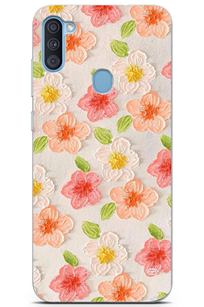 moonset Samsung Galaxy A11 / M11 Uyumlu Çiçek Tasarımlı Baskılı Şeffaf Telefo...