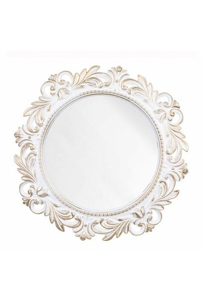 PUFO Oglindă decorativă elegantă de perete Pufo Glorious, rotundă, 48 cm, albă