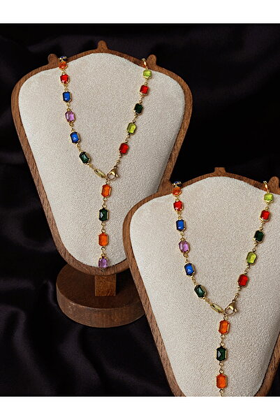 Glowelier Renkli Baget Taş Y Kolye