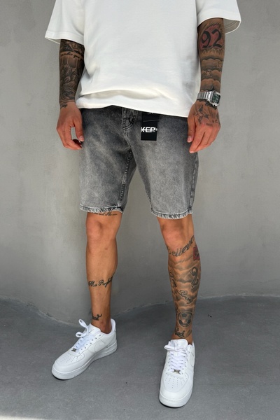 MADZEYMODA Ανδρικό τζιν σορτς από καπνιστό τζιν KE-519