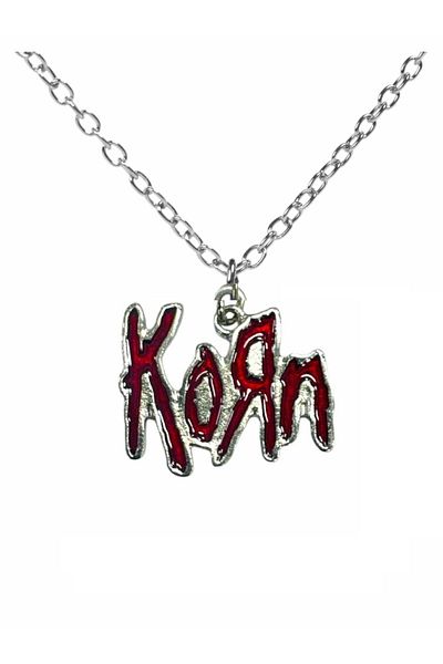 Herşey Nota Korn Necklace Red with 60 cm Chain Metal Design, Rock Music Band Unisex Accessory