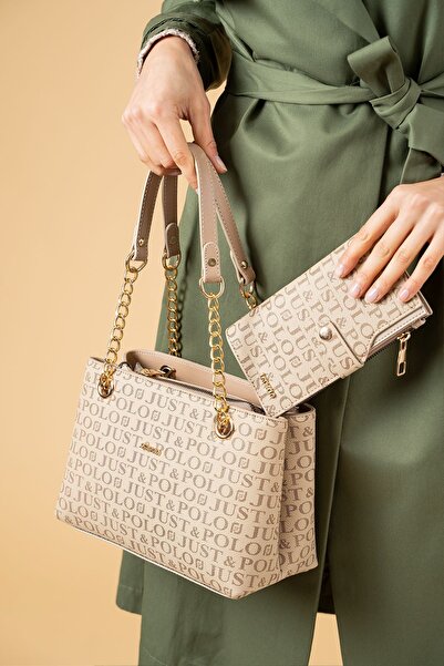 Just Polo 4 Bölmeli Empirme Baskılı Çanta Cüzdan Set 2181