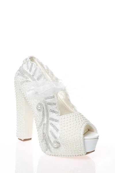 PayBuy Moda Femei Perle Albe Pietre Brodate Pantofi Mireasa Tocuri Nunta Logodna Seara Rochie Pantofi