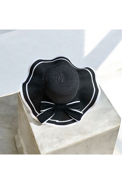 Allen Accessories Black Wide Straw Hat