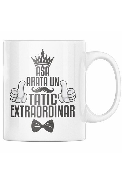 OEM Cană albă personalizată „Așa arată un tată extraordinar”, INOVATIX®. 330ml