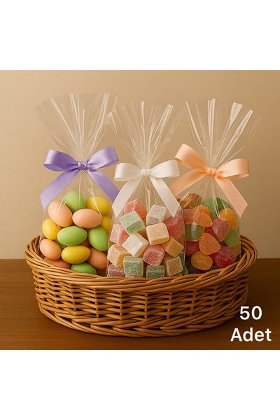 Vitapac 13*20 cm Parlak Bantsız Jelatin Kurabiye,Şeker,Lokum Poşeti Şeffaf 50 Adet