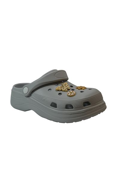 Onlo Ayakkabı Onlo Shoes CFL.6830 Γυναικείες παντόφλες με κλειστή μπροστινή πέτρα με χοντρή σόλα