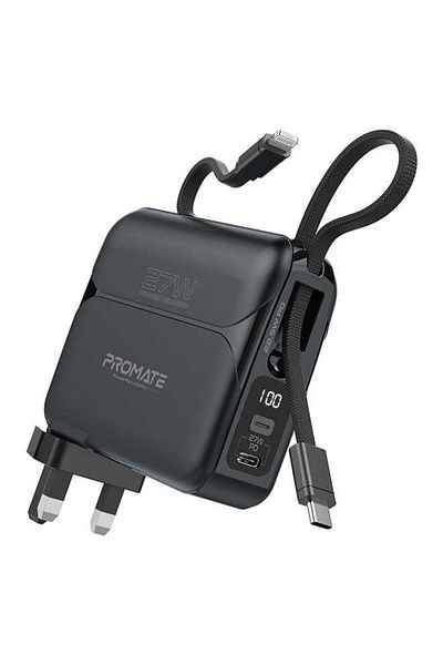 Promate Power Bank Ultra Compact with Fast Charging 20000mAh 22.5W AC Charger