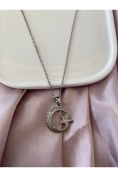 stainles steel Ay Star Turkish Flag Steel Necklace