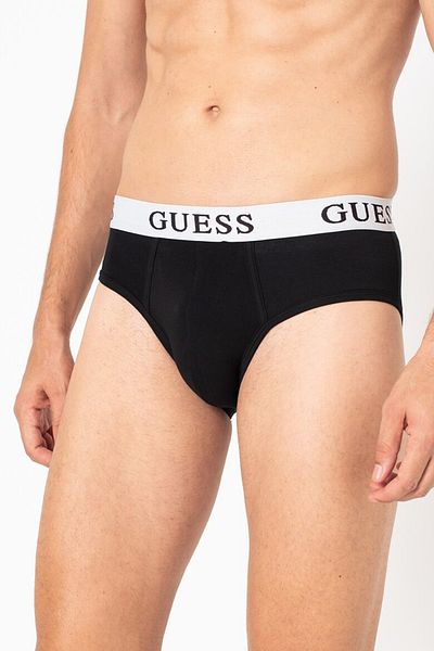 Guess Set of 3 pairs of Guess briefs with elastic logo band Optical white/Black 2XL INTL