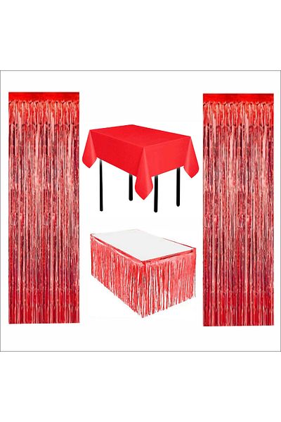 ZENVİVA Red Table Cover, Red Table Skirt, 2 Pieces Red Backdrop