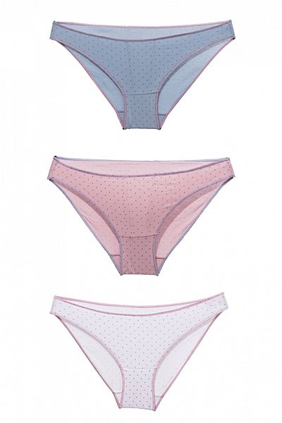 Cotonella Set of 3 Brazilian briefs for women, Cotonella, White/Blue/Pink S INTL
