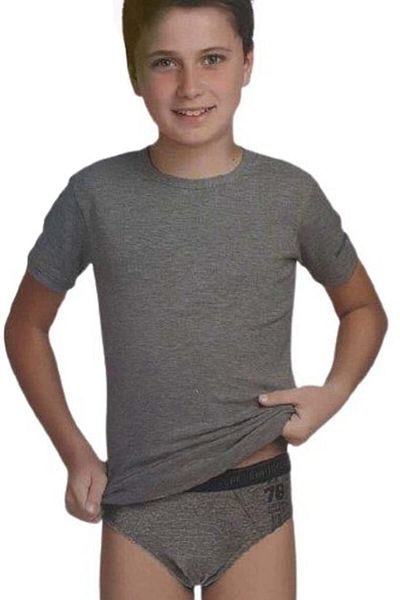 Enrico Coveri Enrico Coveri boys' t-shirt and briefs set EC4046, Grey 146-152 CM