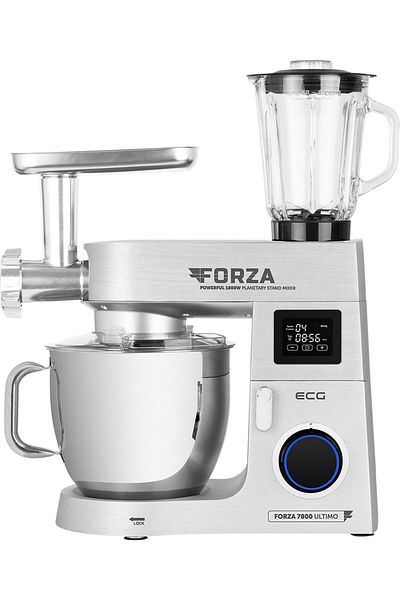 ECG Robot de bucatarie ECG FORZA 7800 Ultimo Argento, 1800 W, 8 litri, LCD, sistem amestecare planetar