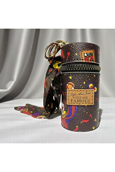 Fivy Desenli ve Fular Detaylı Ruj Kutusu, Bozuk Para Kutusu, Anahtarlık, Charm, Çanta Aksesuarı