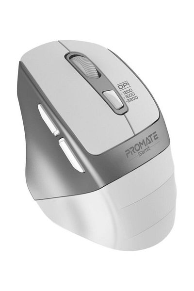 Promate Silent Wireless Mouse, 2.4GHz, 10m Range, Nano USB Receiver, White