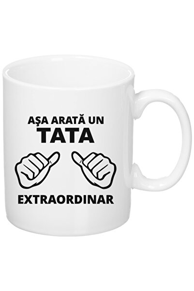 OEM Cană albă personalizată „Așa arată un tată extraordinar”, INOVATIX®. 330ml