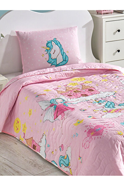 Genel Markalar Kapitone Yatak Örtüsü Seti Tek Kişilik Mystic Unicorn Pembe