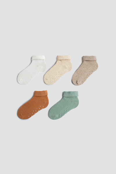 MEM SOCKS 5'li Organik Pamuklu Kaydırmaz Çocuk Çorabı