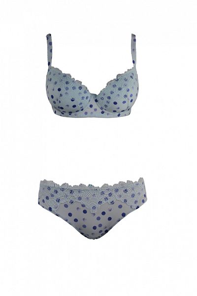 Infiore Set sutien si chiloti Big Bubble Curvy Infiore, Albastru deschis 3-M Standard / 75C EU