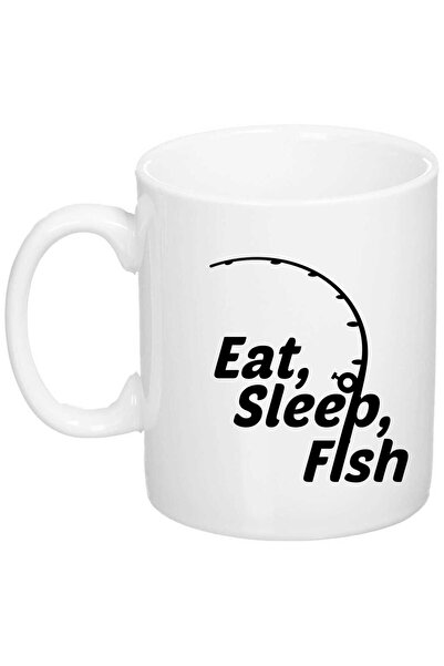 OEM Cană albă personalizată „Mănâncă, Dormi, Pește”, INOVATIX®. 330 ml