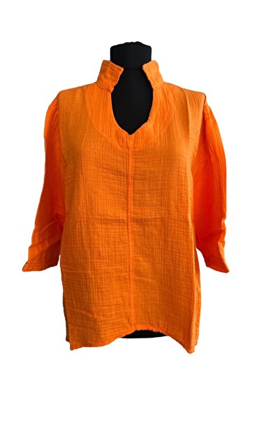 PHUTİ COLLECTION بلوزة موسلين ذات ياقة ملكة