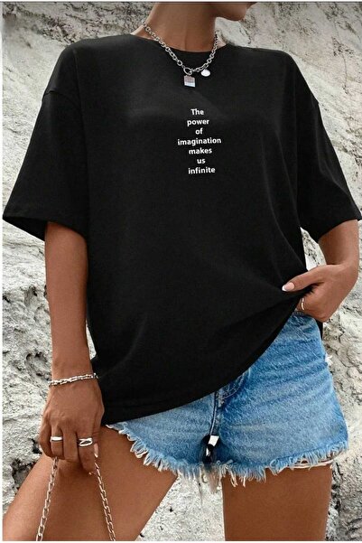 TekTarzz Tricou oversize unisex The Power Of Makes cu imprimeu frontal