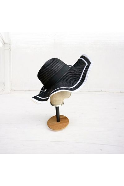 Allen Accessories Black Wide Straw Hat