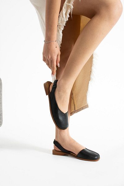 Getcho Nates Women's Genuine Leather Black Sandals
