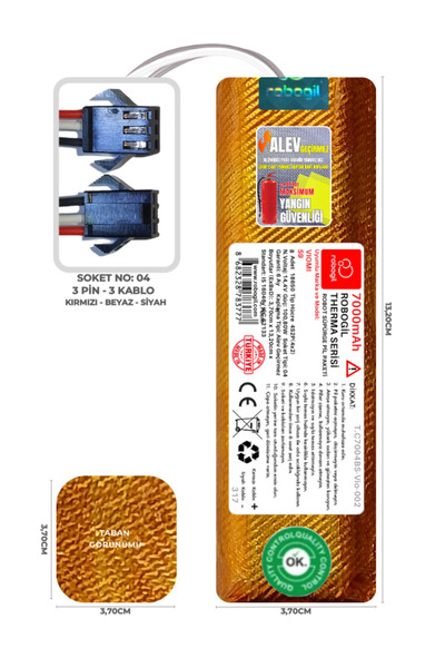 ROBOGİL Viomi S9 7000mAh Therma Uyumlu Robot Süpürge Bataryası T.C7004BS-Vio-002