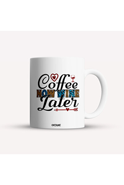 OEM Cană albă personalizată Coffee now wine later, INOVATIX®. 330 ml