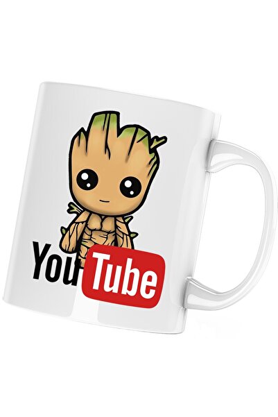 OEM Cană albă personalizată „Baby Groot Youtuber”, INOVATIX®. 330 ml