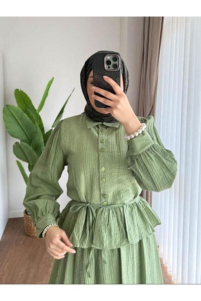 nizzell Women's New Season Ruffle Detail Shirt Skirt Suit