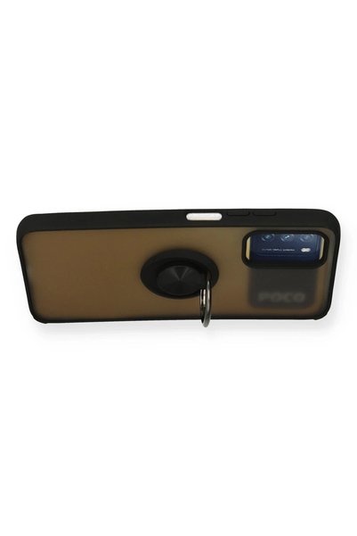 New Face غطاء حماية سيليكون لهاتف Xiaomi Redmi 9T مع حلقة مونتريال - أسود SVLRS