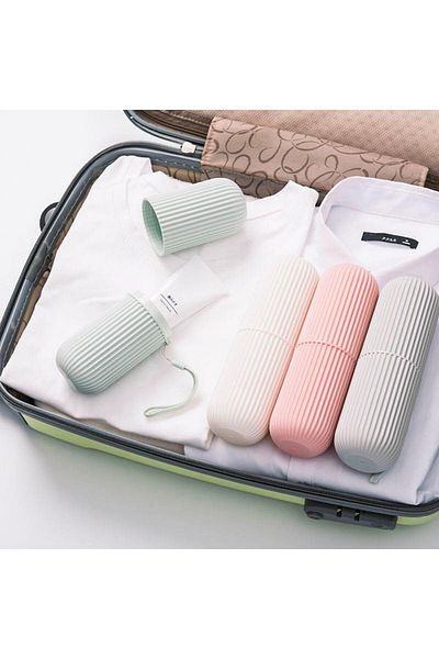 Emperium Travel Type Toothbrush Multi-Purpose Cylinder Storage Box for Glasses Makeup Brush with Drawstring (5122)