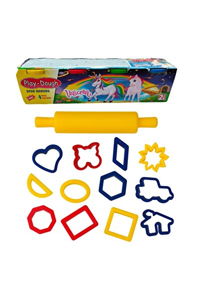 Mia 4'lü Mini Oyun Hamuru + 13 Parça Merdaneli Oyun Hamuru Kalıbı Seti
